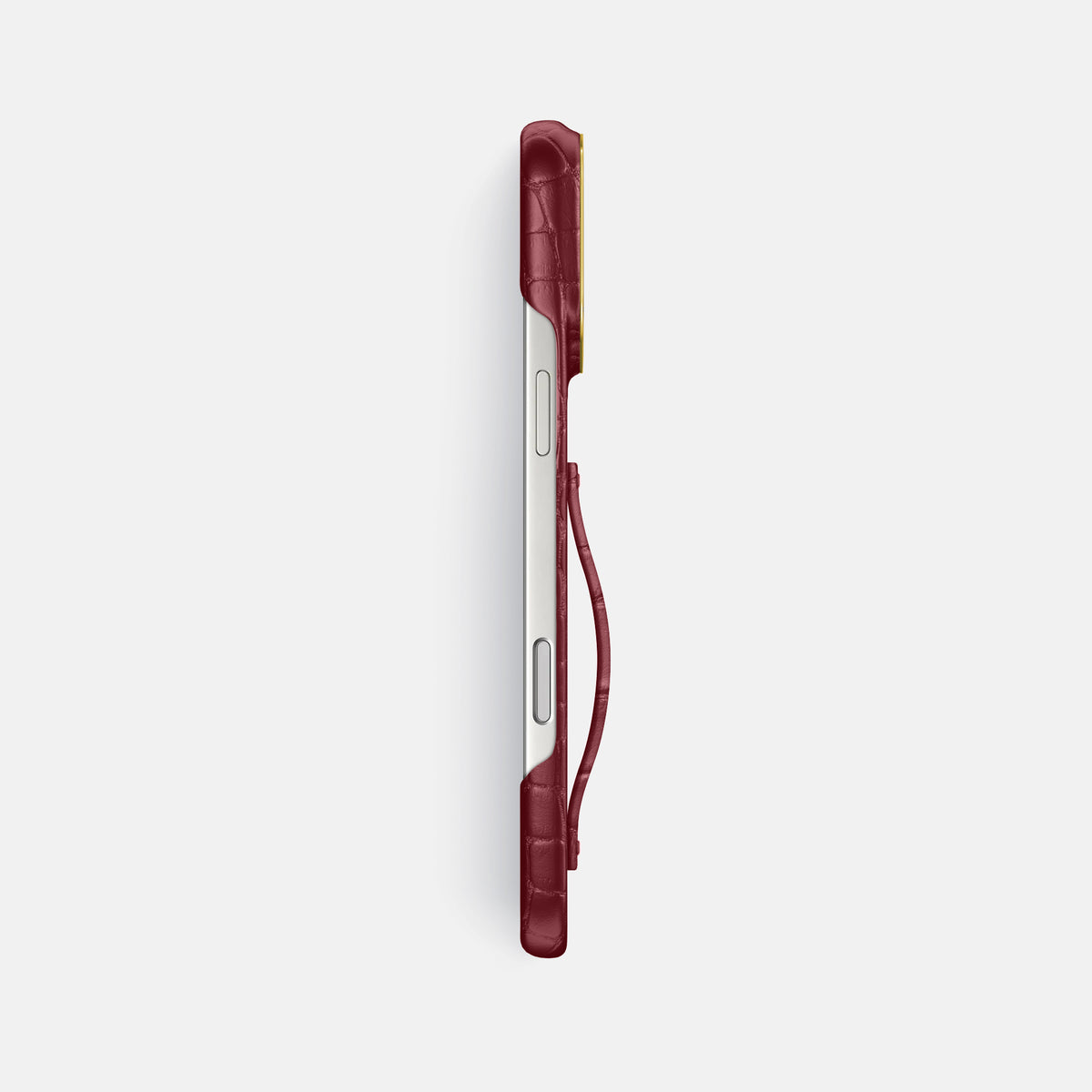 Finger Case For iPhone 17 Pro Max In Alligator -3 | Burgundy-Gold