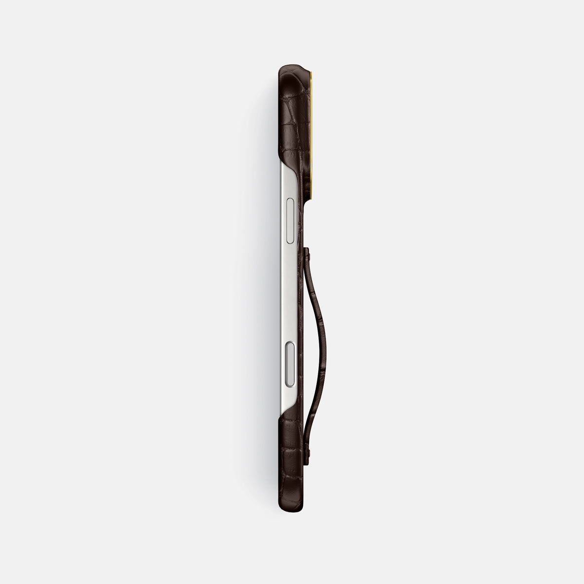 Finger Case For iPhone 17 Pro Max In Alligator -3 | Dark-Brown-Gold
