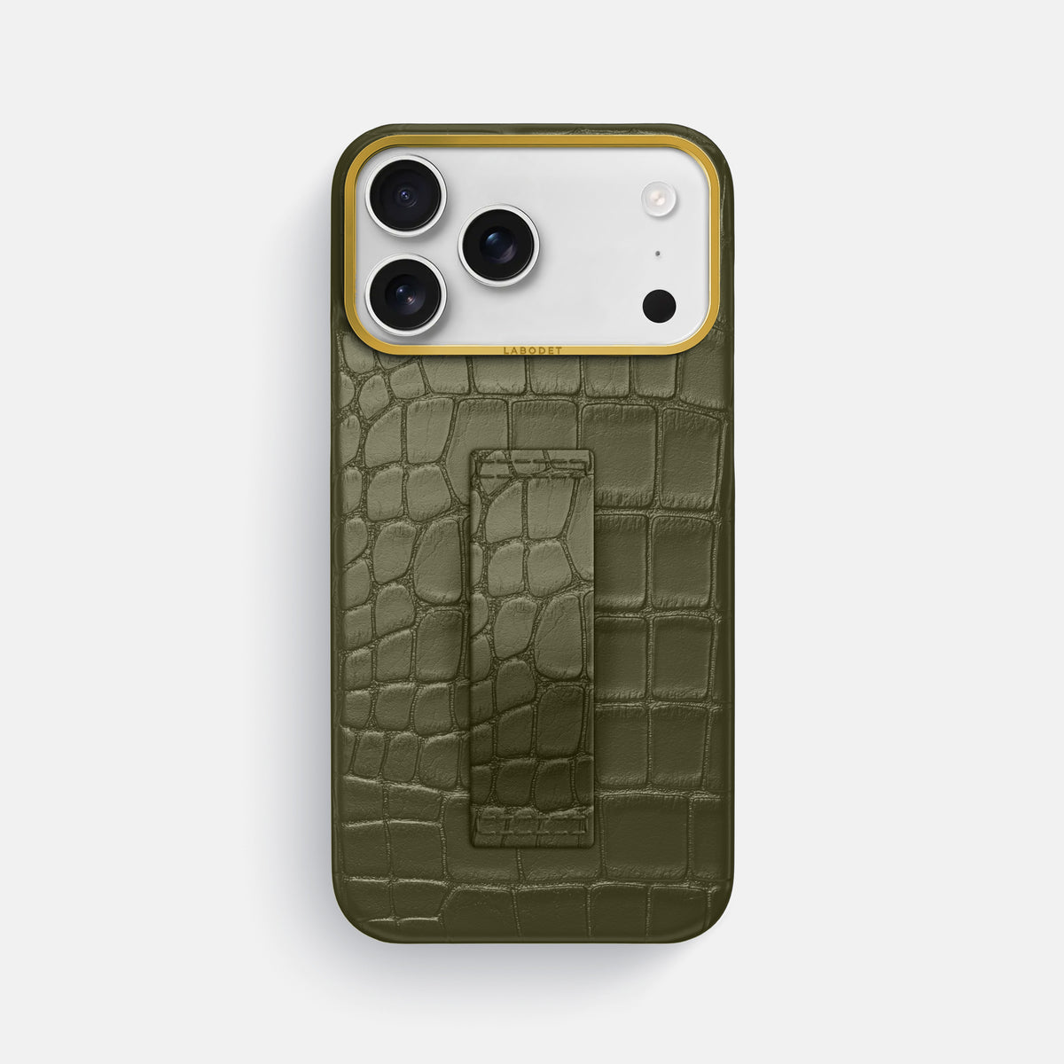 Finger Case For iPhone 17 Pro Max In Alligator -1 | Kaki-Green-Gold