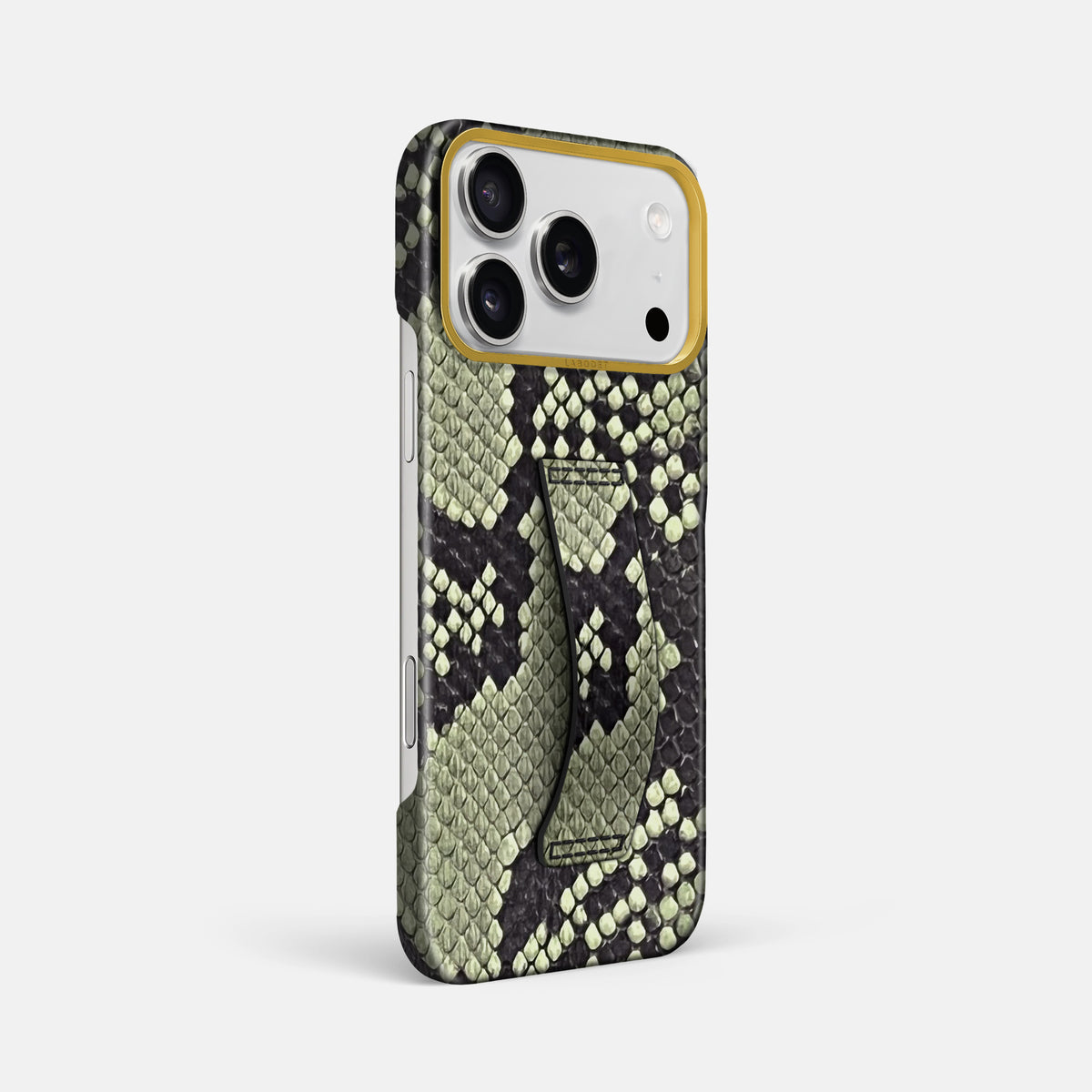 Finger Case For iPhone 17 Pro Max In Deluxe Python -2 | Army-Green-Gold