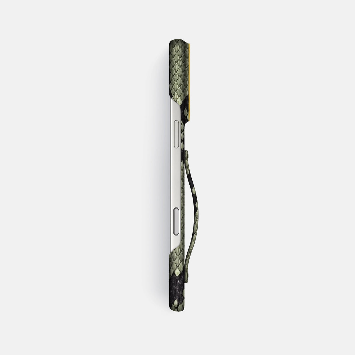 Finger Case For iPhone 17 Pro Max In Deluxe Python -3 | Army-Green-Gold