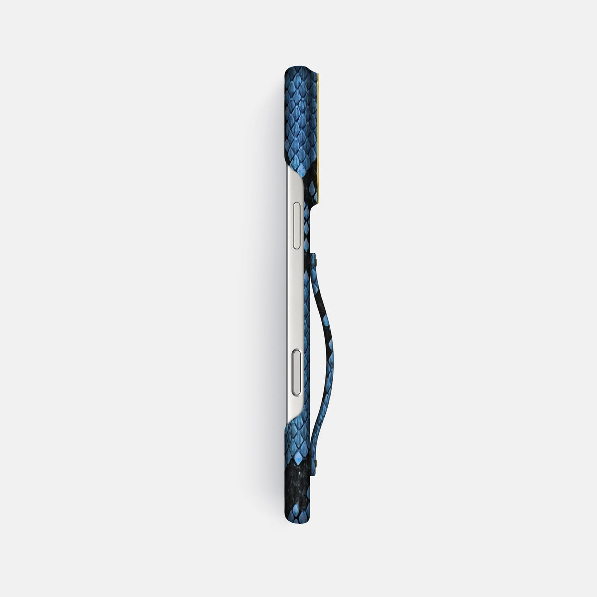 Finger Case For iPhone 17 Pro Max In Deluxe Python -3 | Blue-Jeans-Gold