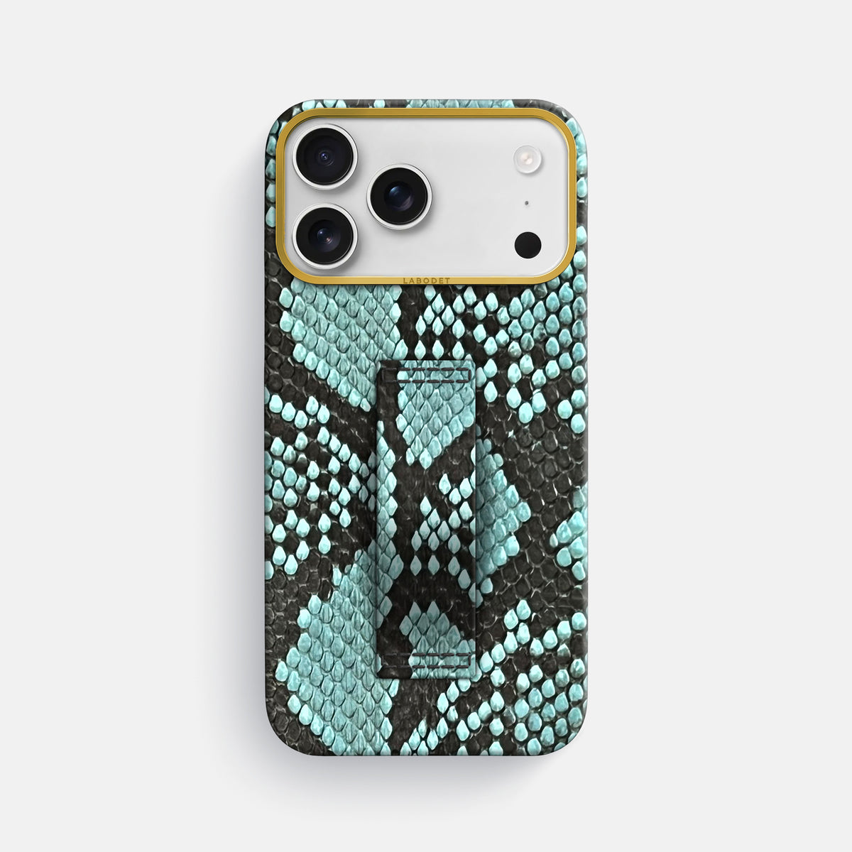 Finger Case For iPhone 17 Pro Max In Deluxe Python -1 | Blue-Lagoon-Gold