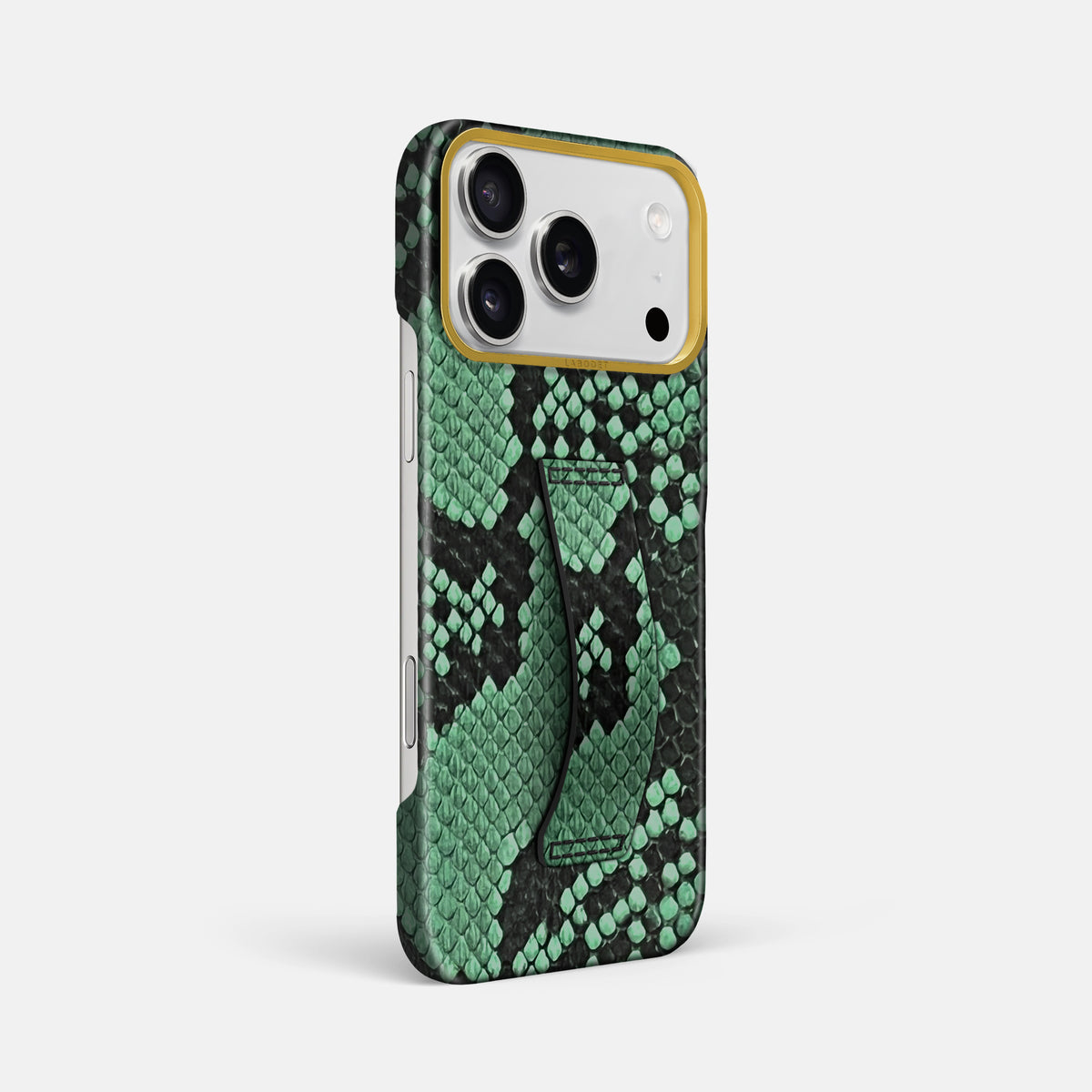 Finger Case For iPhone 17 Pro Max In Deluxe Python -2 | Forest-Green-Gold