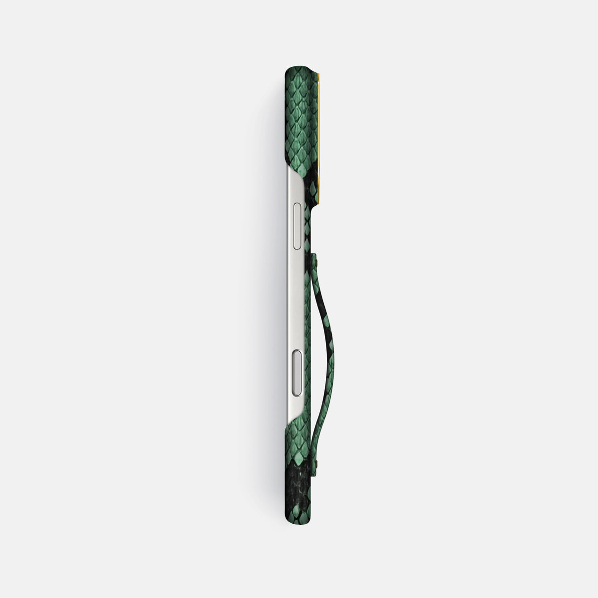 Finger Case For iPhone 17 Pro Max In Deluxe Python -3 | Forest-Green-Gold