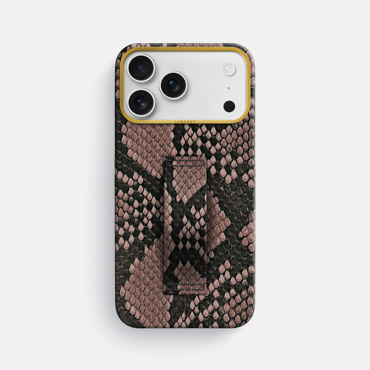 Finger Case For iPhone 17 Pro Max In Deluxe Python -1 | Mahogany-Brown-Gold