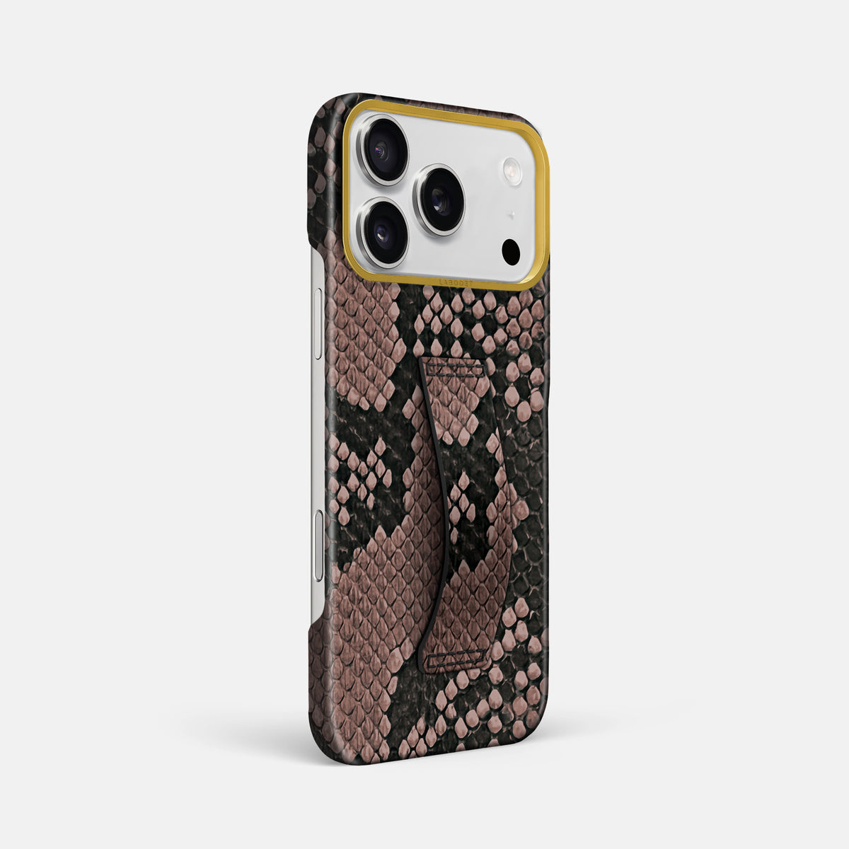 Finger Case For iPhone 17 Pro Max In Deluxe Python -2 | Mahogany-Brown-Gold
