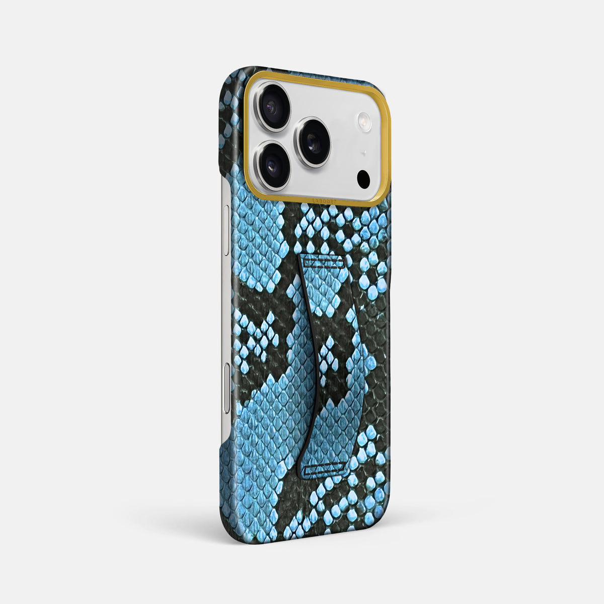 Finger Case For iPhone 17 Pro Max In Deluxe Python -2 | Pacific-Blue-Gold