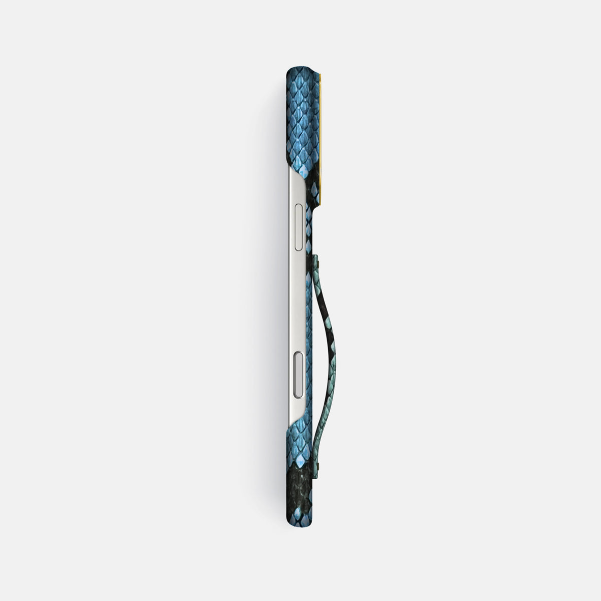 Finger Case For iPhone 17 Pro Max In Deluxe Python -3 | Pacific-Blue-Gold