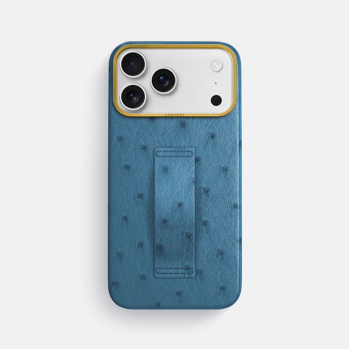 Finger Case For iPhone 17 Pro Max In Ostrich -1 | Blue-Jeans-Gold