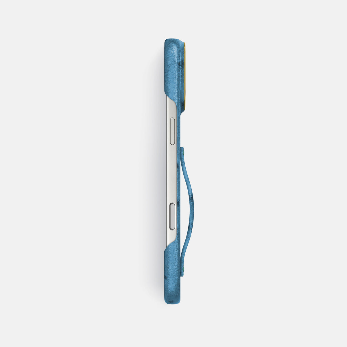 Finger Case For iPhone 17 Pro Max In Ostrich -3 | Blue-Jeans-Gold