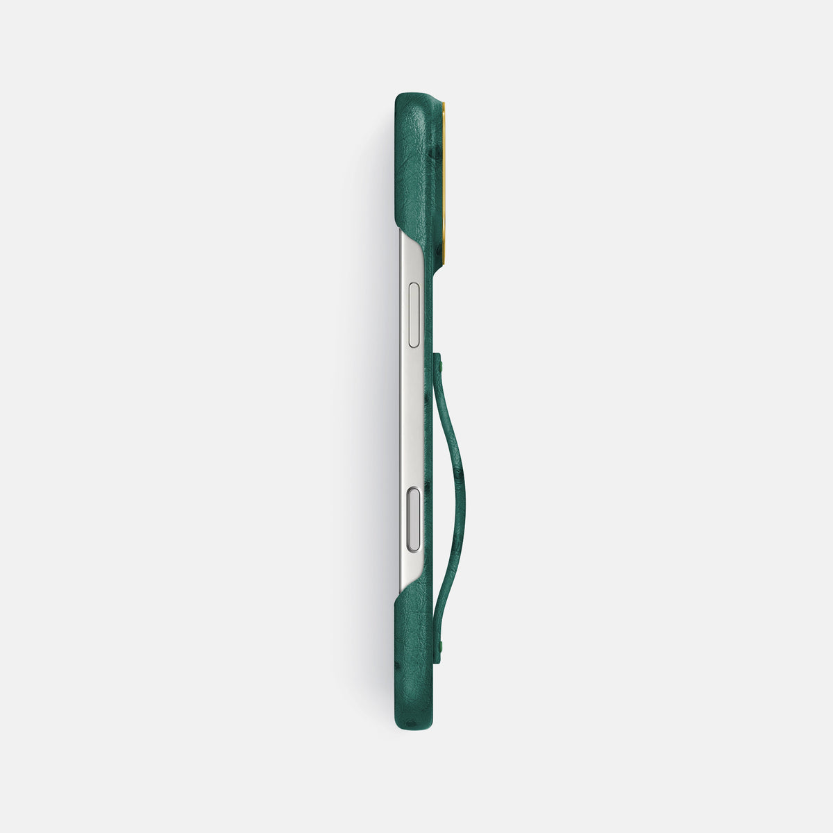 Finger Case For iPhone 17 Pro Max In Ostrich -3 | Forest-Green-Gold