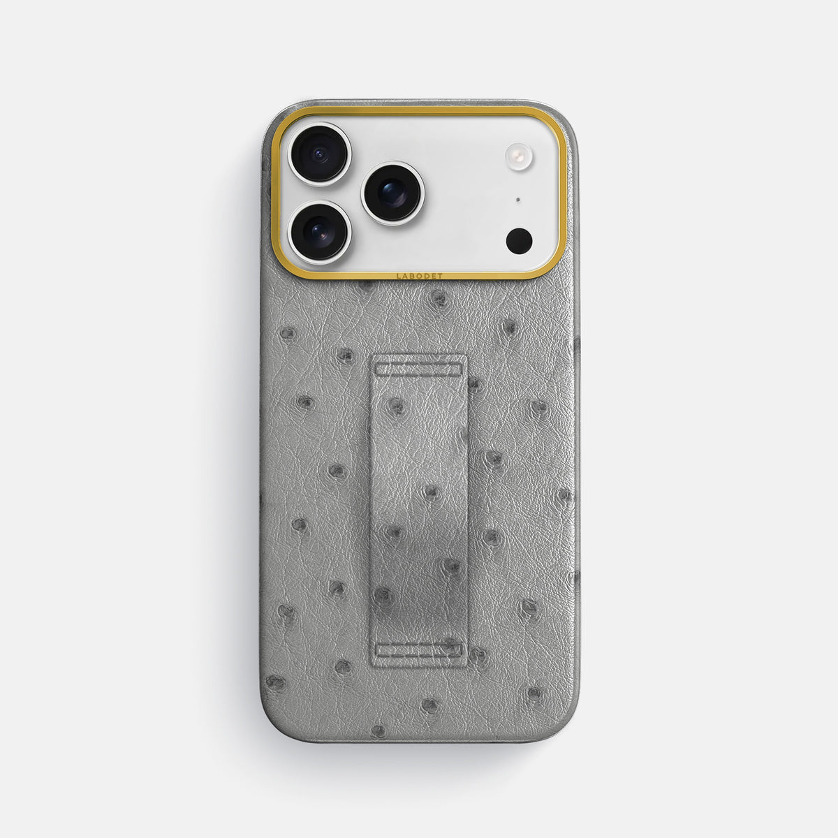 Finger Case For iPhone 17 Pro Max In Ostrich -1 | Silver-Gold