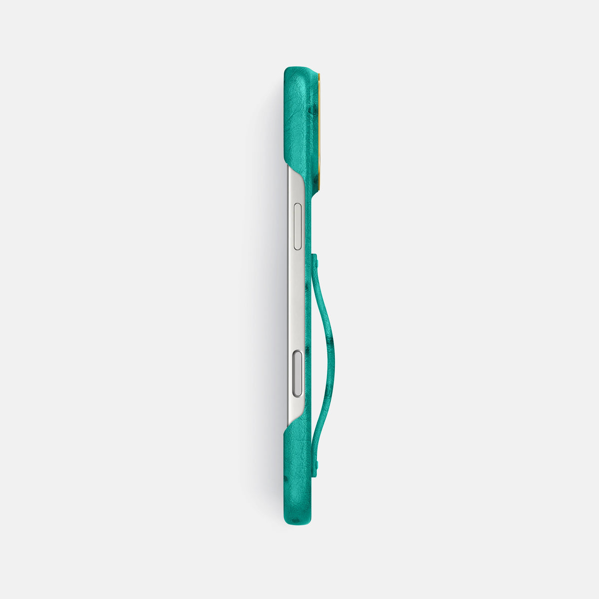 Finger Case For iPhone 17 Pro Max In Ostrich -3 | Turquoise-Gold