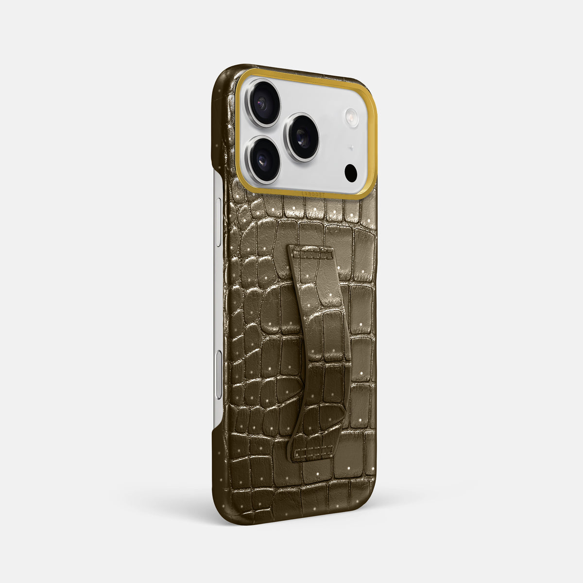 Finger Case For iPhone 17 Pro Max In Porosus Crocodile -2 | Bronze-Gold