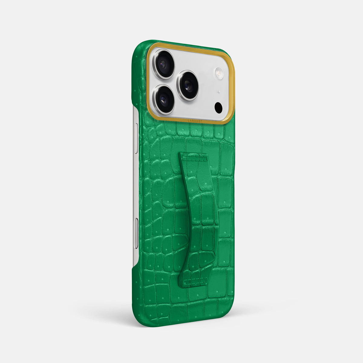 Finger Case For iPhone 17 Pro Max In Porosus Crocodile -2 | Cactus-Green-Gold