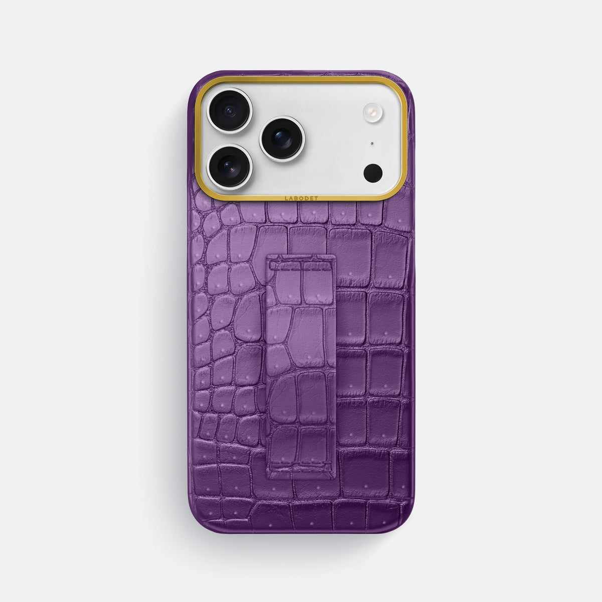 Finger Case For iPhone 17 Pro Max In Porosus Crocodile -1 | Purple-Gold