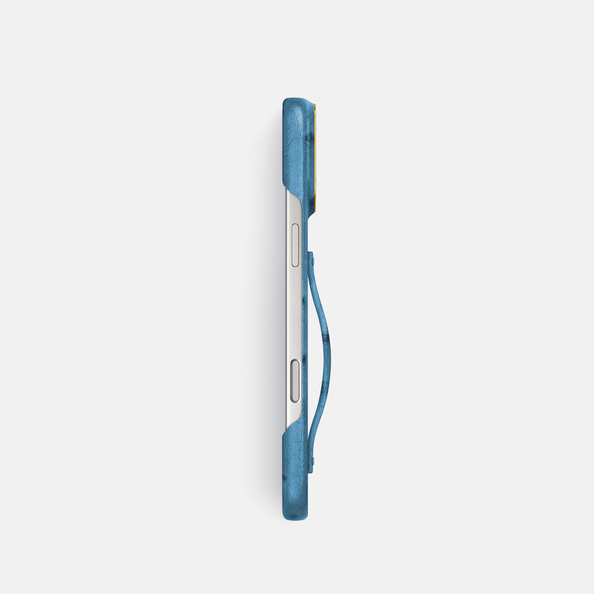 Finger Case For iPhone 17 Pro In Ostrich -3 | Blue-Jeans-Gold