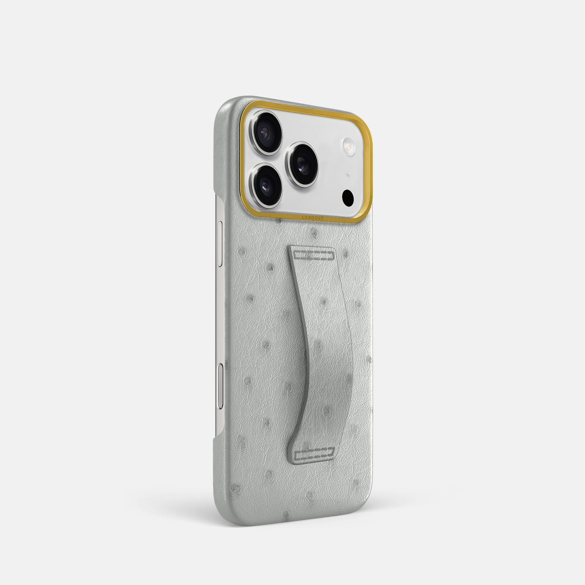 Finger Case For iPhone 17 Pro In Ostrich -2 | White-Gold