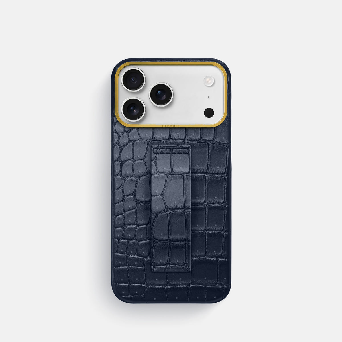 Finger Case For iPhone 17 Pro In Porosus Crocodile -1 | Deep-Blue-Sea-Gold