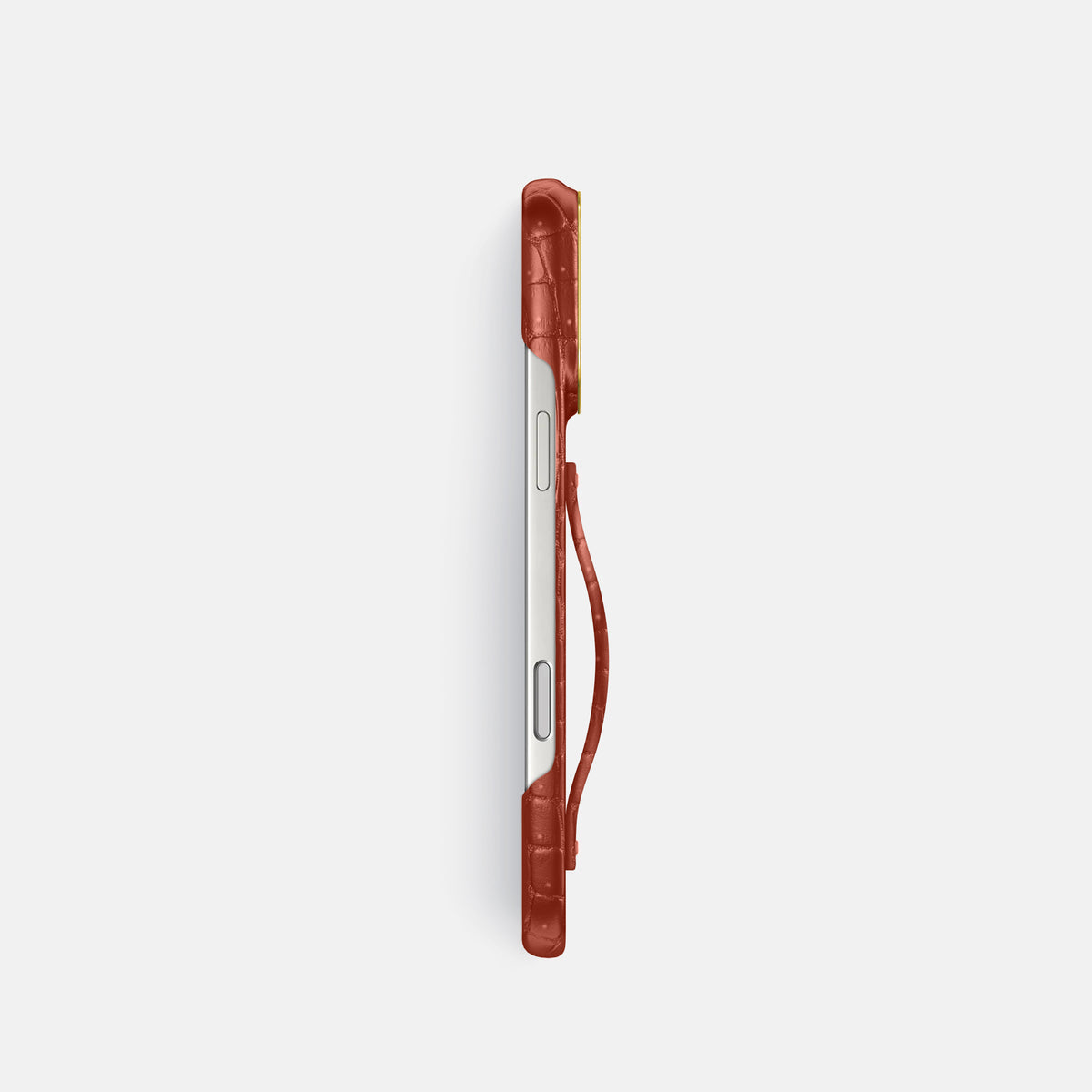 Finger Case For iPhone 17 Pro In Porosus Crocodile -3 | Mahogany-Brown-Gold