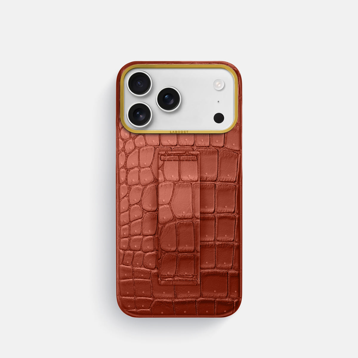 Finger Case For iPhone 17 Pro In Porosus Crocodile -1 | Nuts-Gold