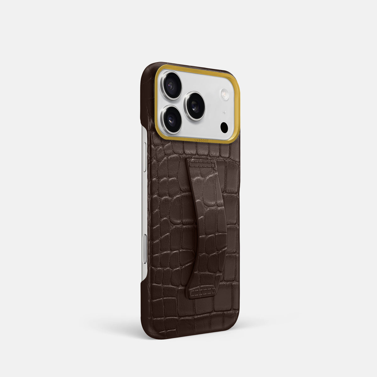 Finger Case For iPhone 18 Pro In Alligator -2 | Dark-Brown-Gold