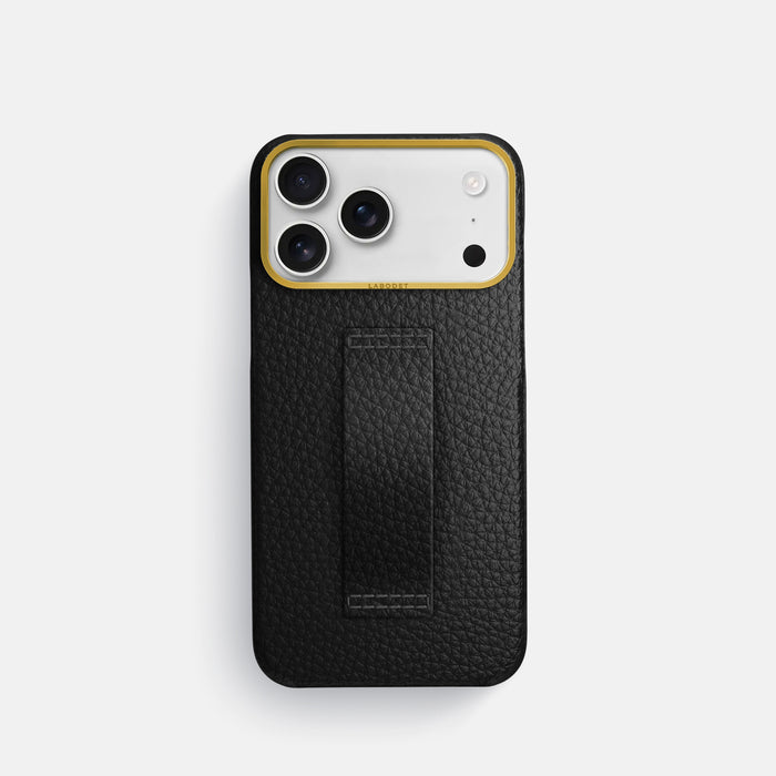 Finger Case For iPhone 18 Pro In Calf -1 | Black-Gold