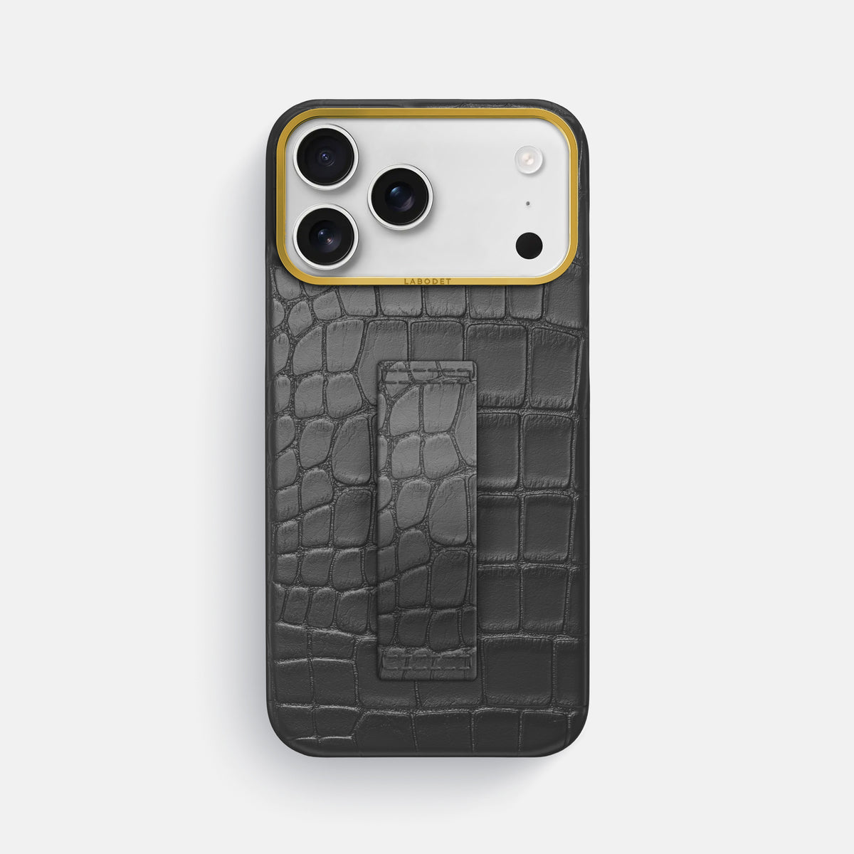 Finger Case For iPhone 18 Pro Max In Alligator -1 | Grey-Gold