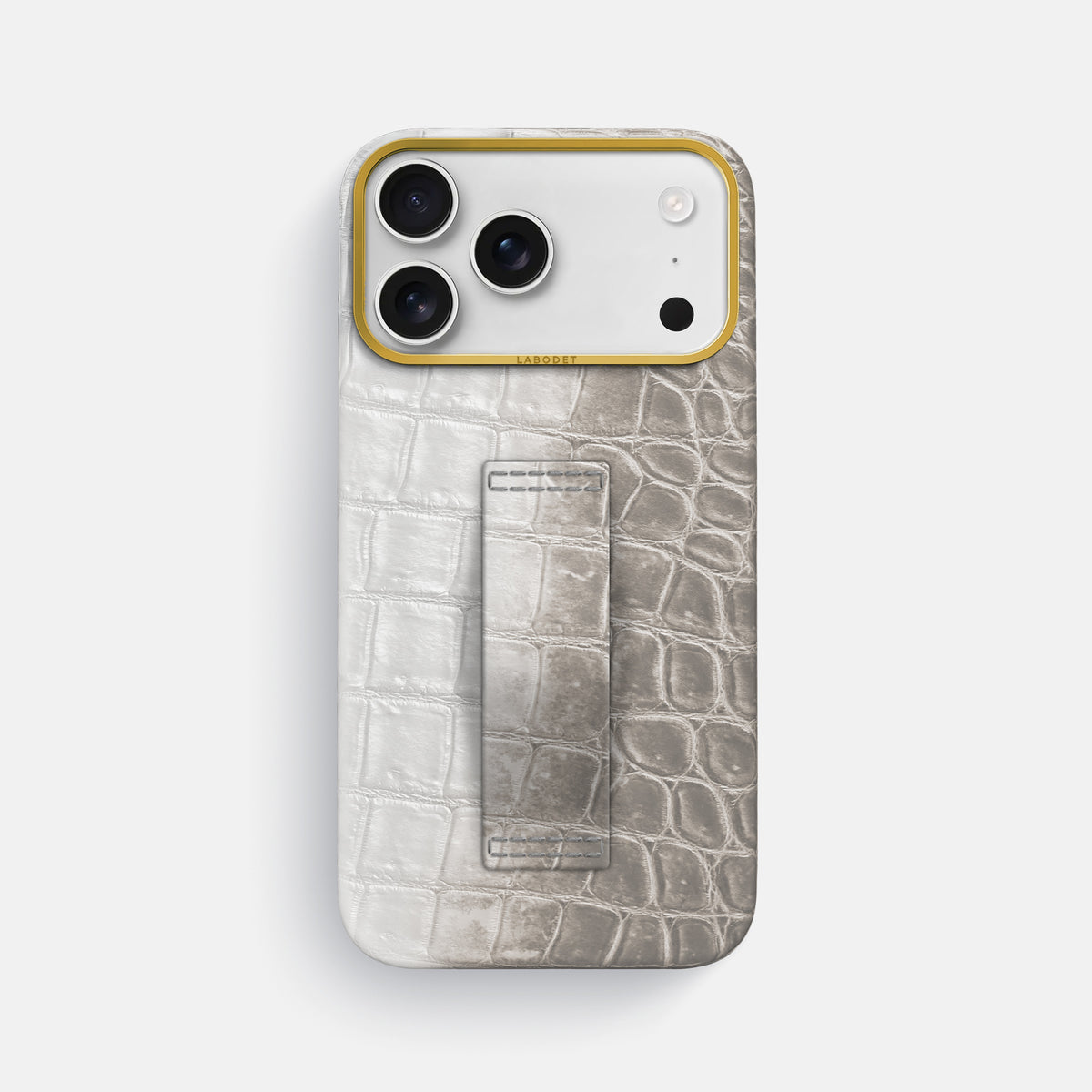 Finger Case For iPhone 18 Pro Max In Himalayan Crocodile -1 | Grey-Gold