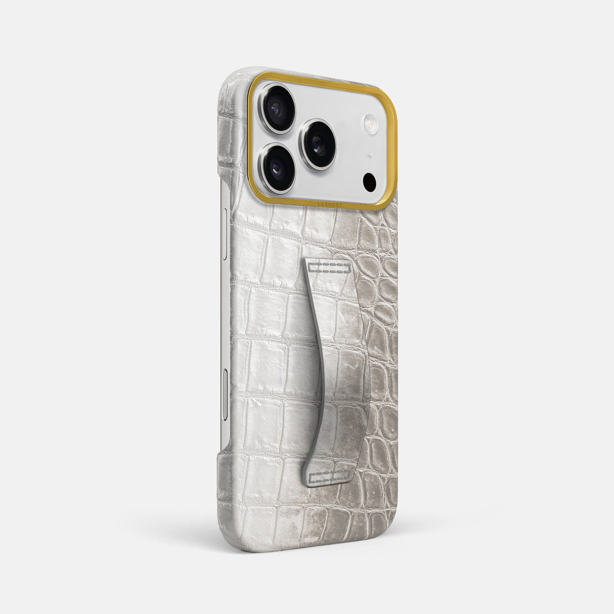Finger Case For iPhone 18 Pro Max In Himalayan Crocodile -2 | Grey-Gold