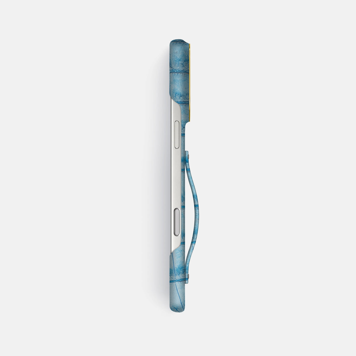 Finger Case For iPhone 18 Pro Max In Himalayan Crocodile -3 | Ice-Blue-Gold