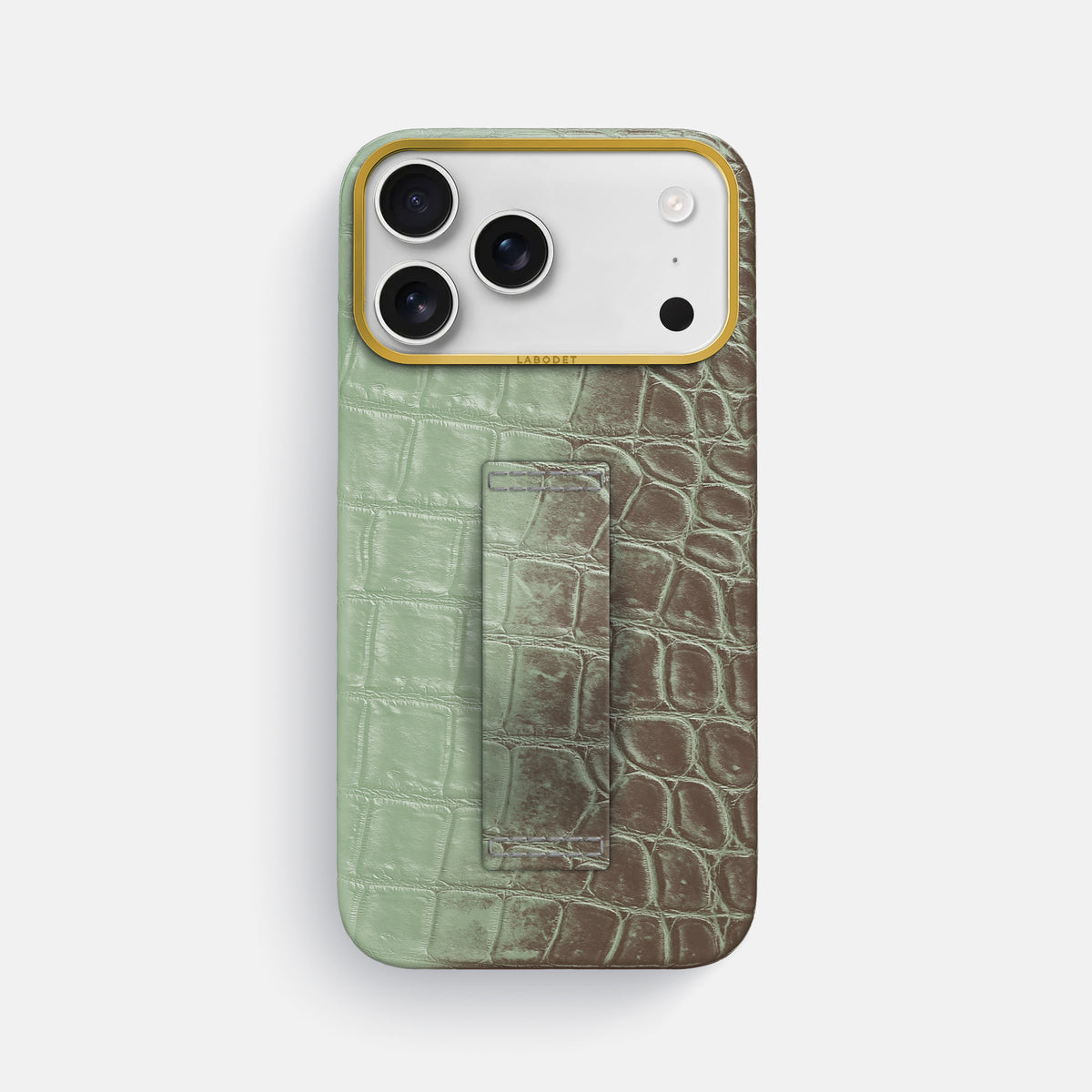 Finger Case For iPhone 18 Pro Max In Himalayan Crocodile -1 | Pistachio-Gold