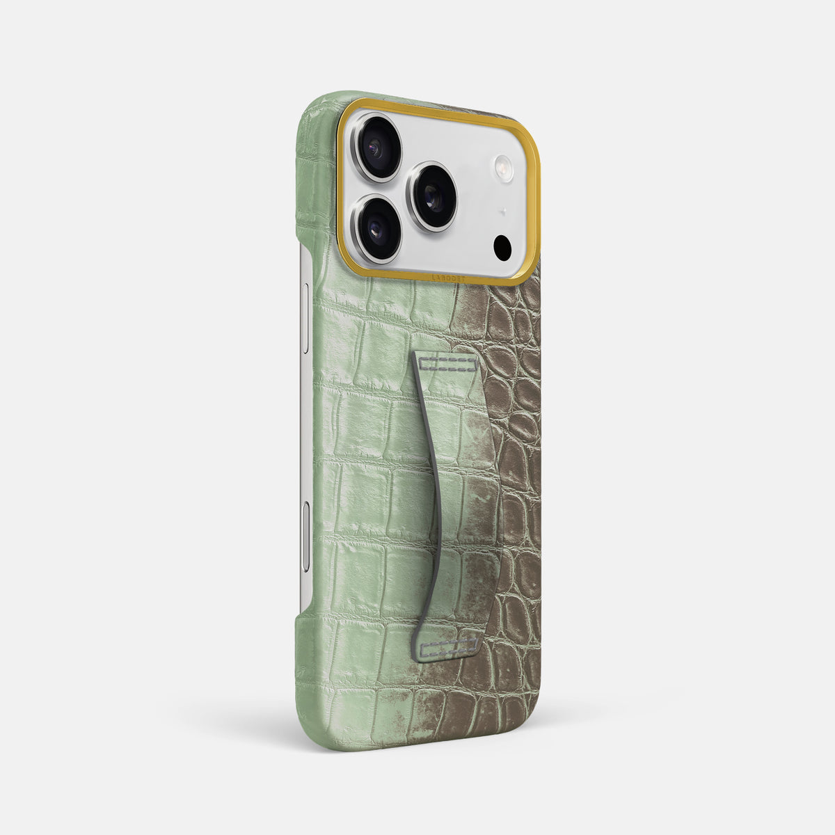 Finger Case For iPhone 18 Pro Max In Himalayan Crocodile -2 | Pistachio-Gold