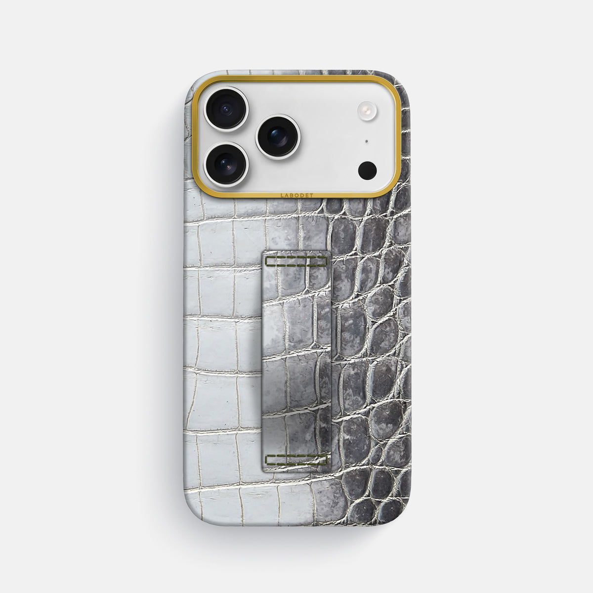 Finger Case For iPhone 18 Pro Max In Himalayan Crocodile -1 | Silver-Gold