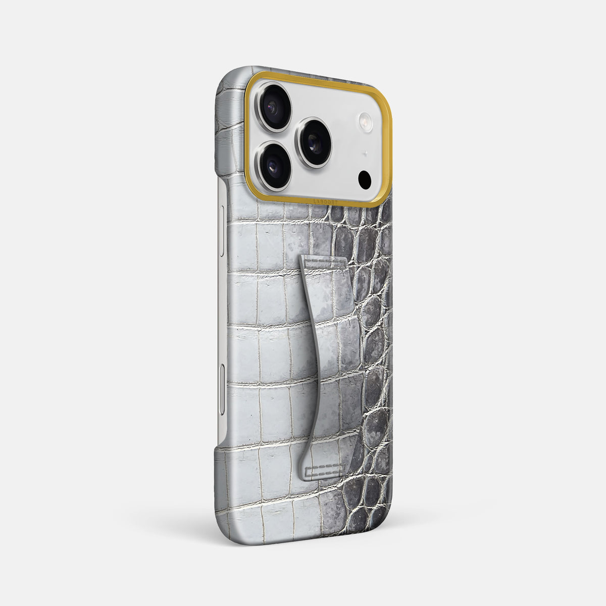 Finger Case For iPhone 18 Pro Max In Himalayan Crocodile -2 | Silver-Gold