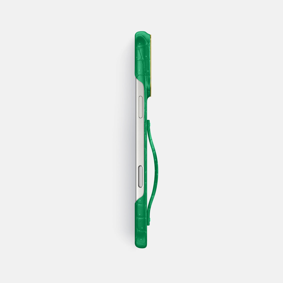 Finger Case For iPhone 18 Pro Max In Porosus Crocodile -3 | Cactus-Green-Gold