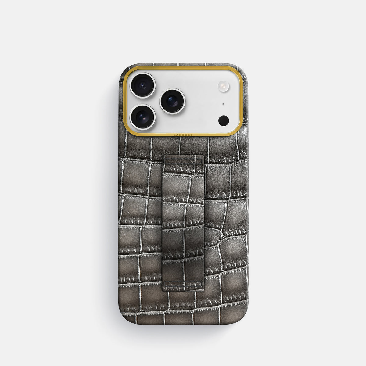 Finger Case For iPhone 18 Pro In Patina Alligator -1 | Grey-Gold