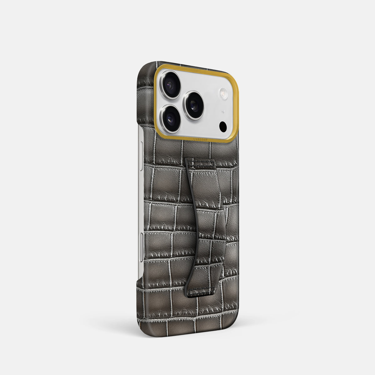 Finger Case For iPhone 18 Pro In Patina Alligator -2 | Grey-Gold