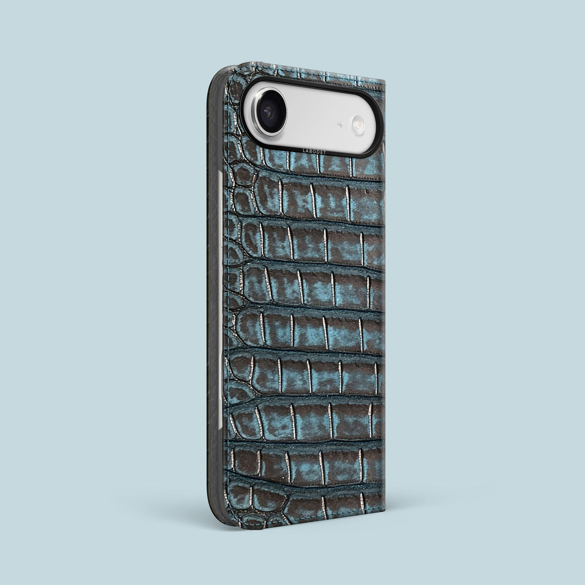 Nubuck-Abyss iPhone 17 Air Folio Case 1/1 Alligator with Black Metal -1 | Nubuck-Abyss-Black