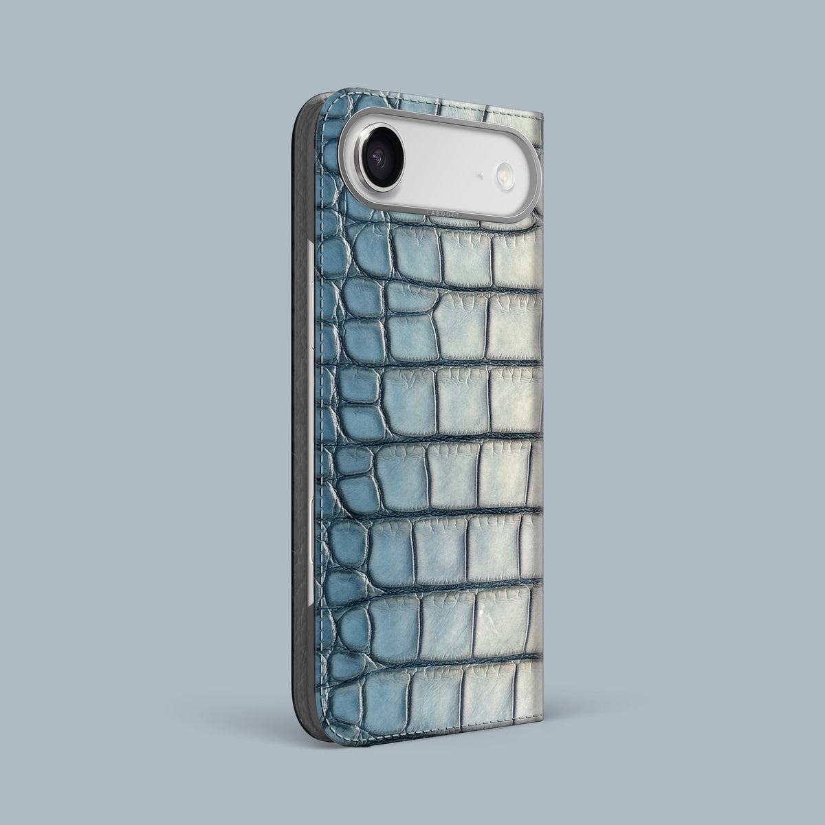 Aquaterra iPhone 17 Air Folio Case 1/1 Alligator with Steel Metal -1 | Aquaterra-Steel