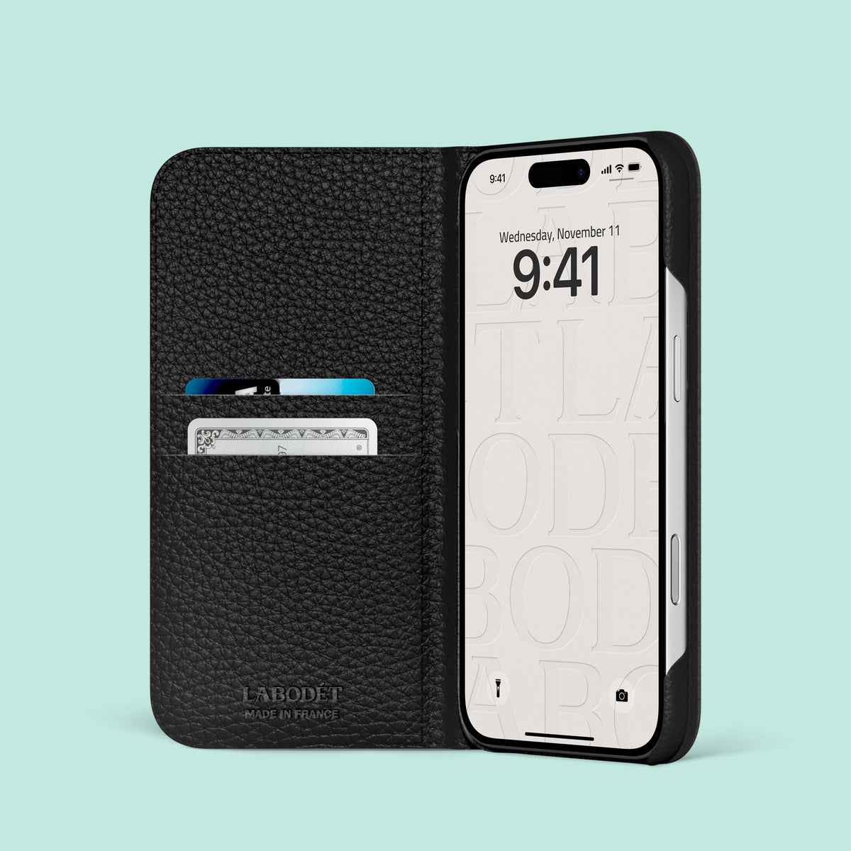 Clay Court iPhone 17 Air Folio Case 1/1 Alligator with Black Metal -2 | Clay-Court-Black