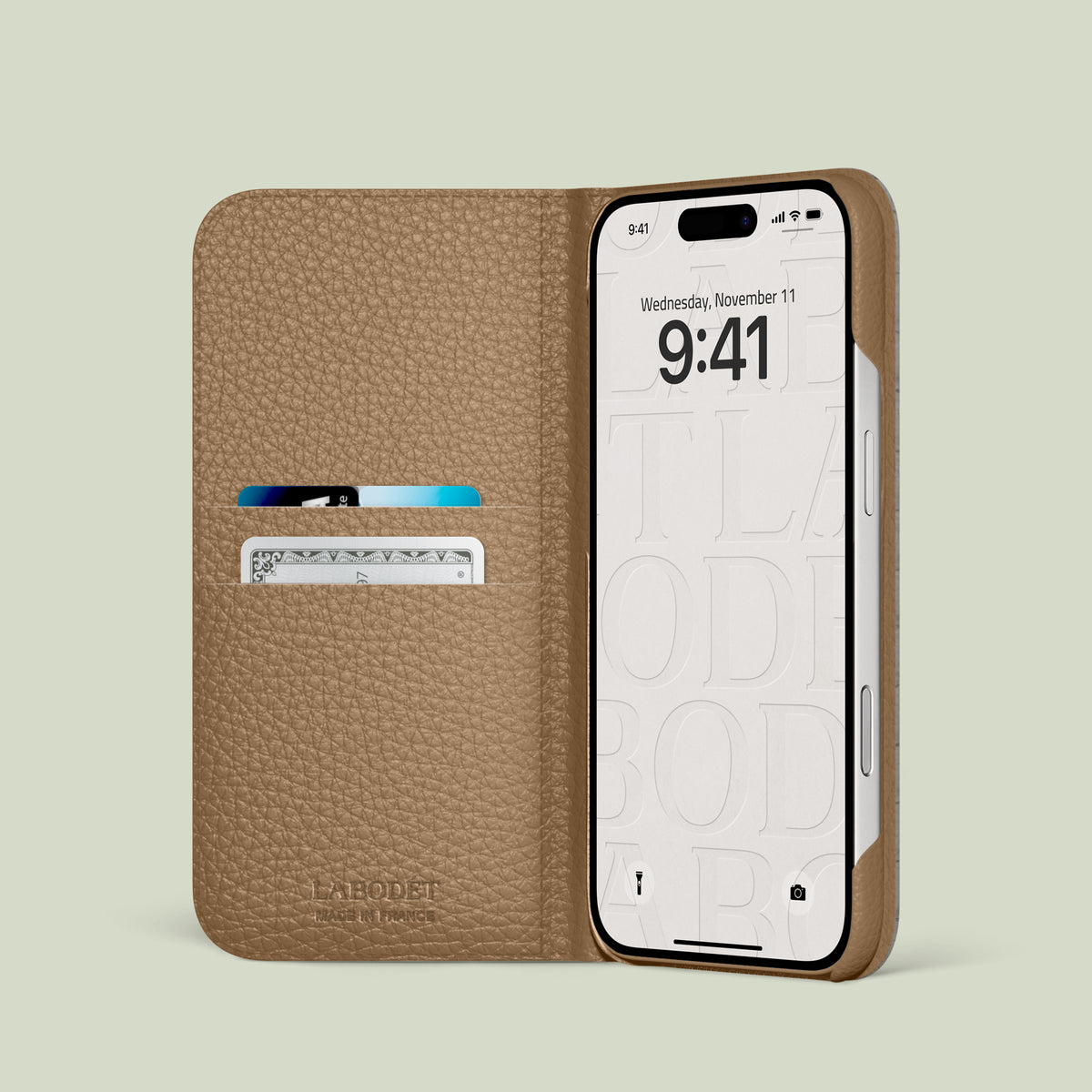 Folio Case Celadon Green For iPhone 17 Air In Himalayan Crocodile with Steel Metal -2 | Celadon-Green-Steel