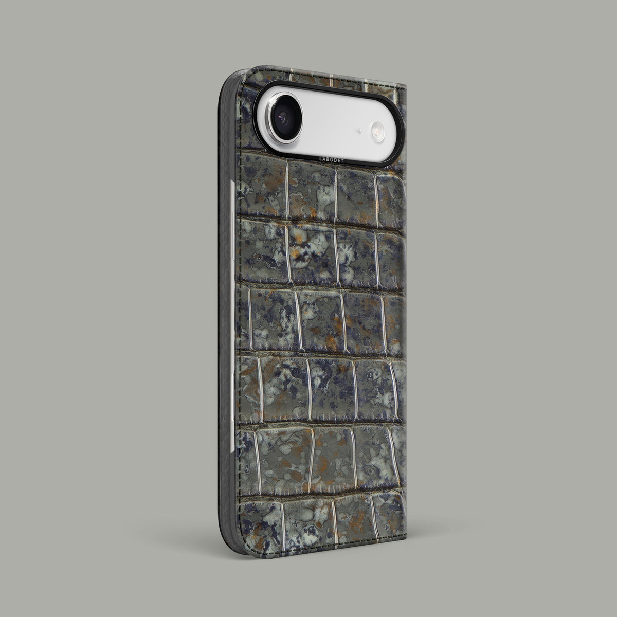 Puddle iPhone 17 Air Folio Case 1/1 Alligator with Black Metal -1 | Puddle-Black