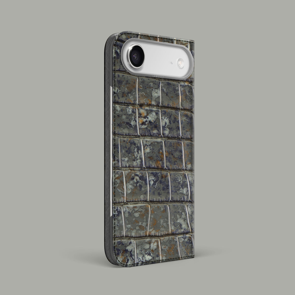 Puddle iPhone 17 Air Folio Case 1/1 Alligator with Steel Metal -1 | Puddle-Steel