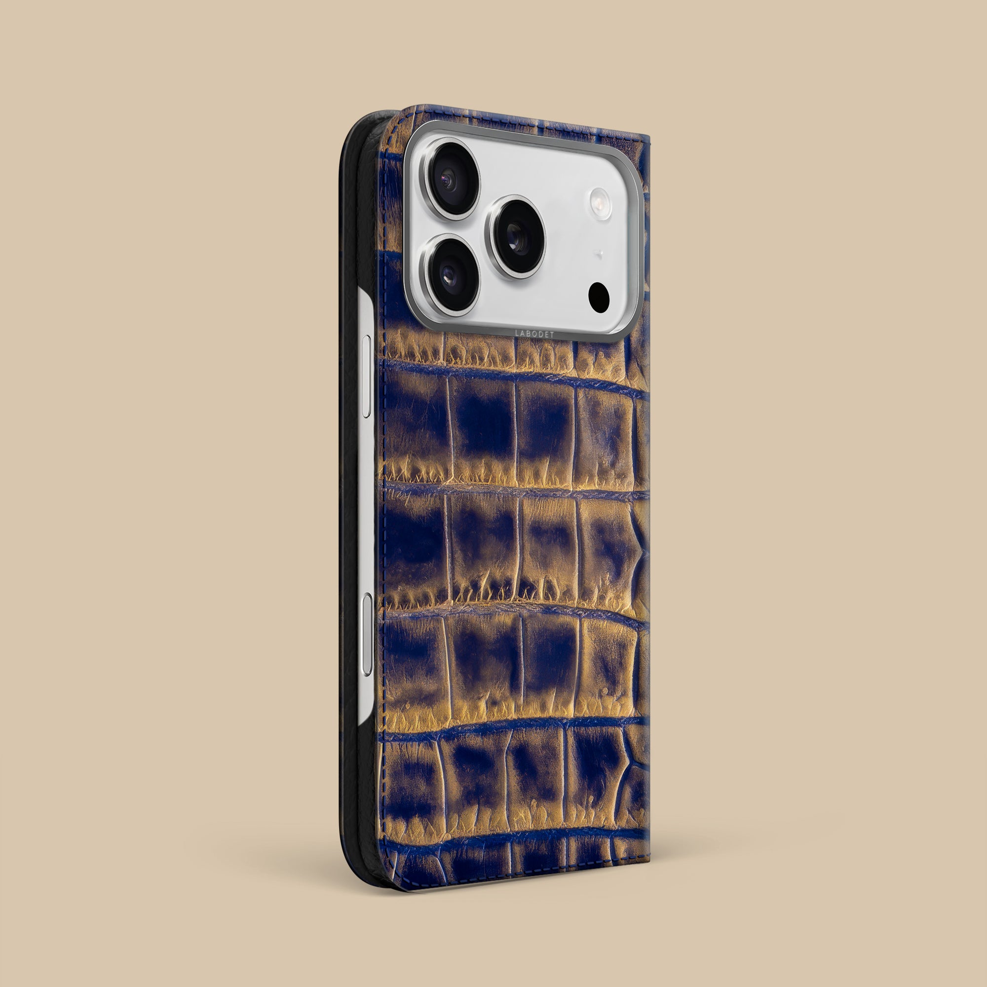 iPhoneアクセサリー LOUISVUITON PARIS madeinlialy Folio Case 1/1 Golden-Blue For iPhone 17 Pro Max In Alligator