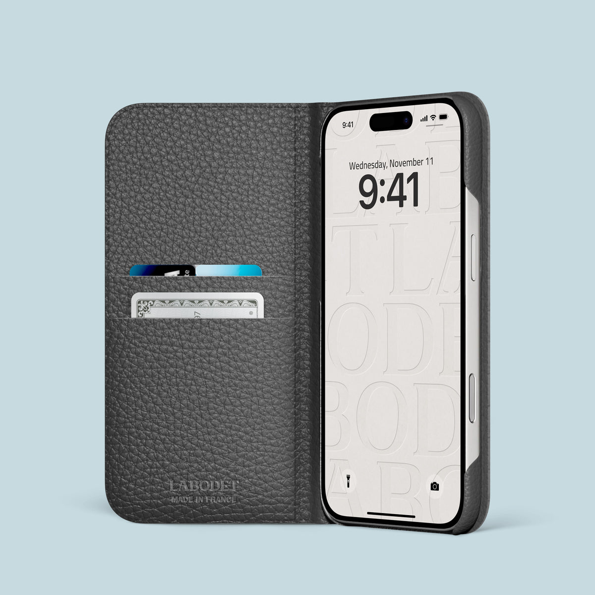 Nubuck-Abyss iPhone 17 Pro Max Folio Case 1/1 Alligator with Black Metal -2 | Nubuck-Abyss-Black