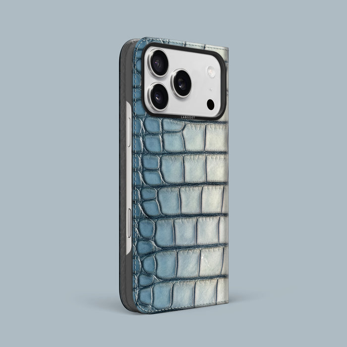 Aquaterra iPhone 17 Pro Max Folio Case 1/1 Alligator with Black Metal -1 | Aquaterra-Black