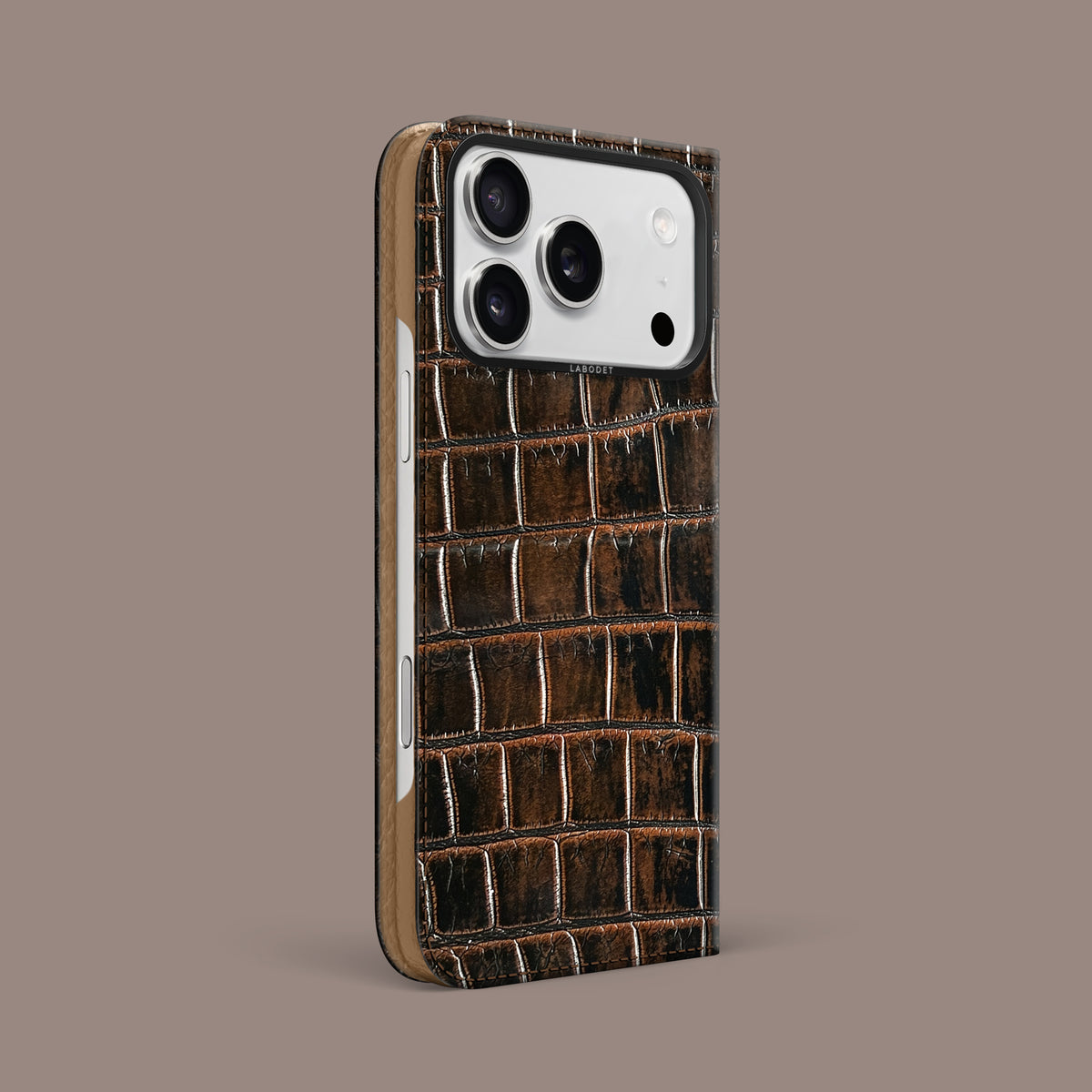 Expresso iPhone 17 Pro Max Folio Case 1/1 Alligator with Black Metal -1 | Expresso-Black