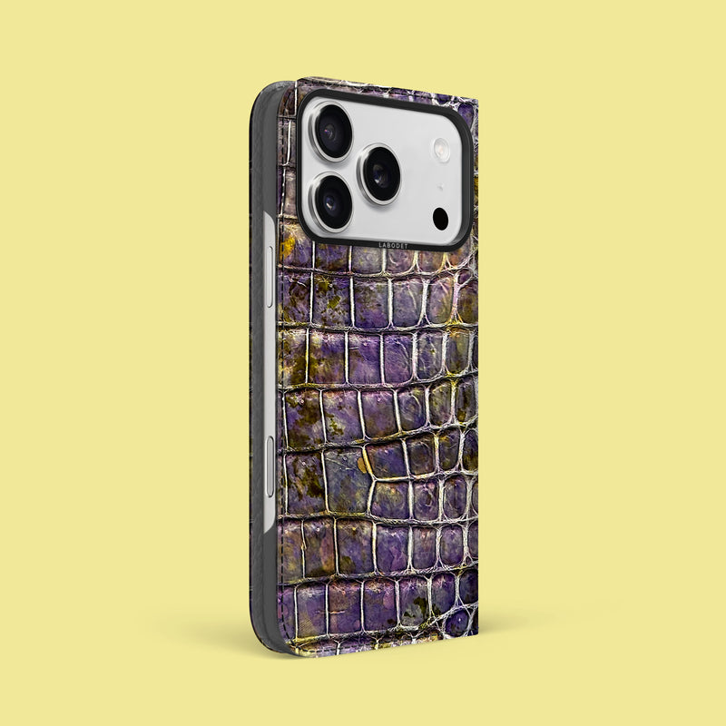 Fluorite iPhone 17 Pro Max Folio Case 1/1 Alligator with Black Metal -1 | Fluorite-Black